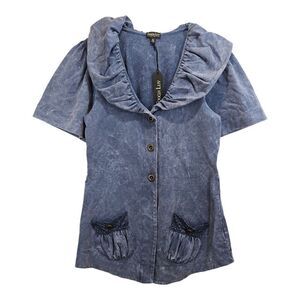 Tough Luv Clothing Acid Wash Short Sleeve Colared Knit Jacket XL